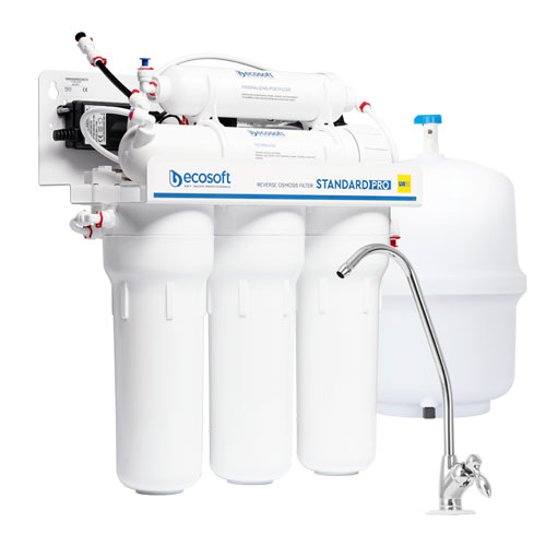 Ecosoft 5 Stage 50GPD Drinking Water Filter System + Booster Pump