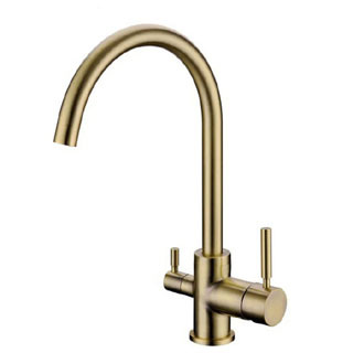 Verona Brushed Brass 3-Way (Tri-Flow) Kitchen Mixer Tap